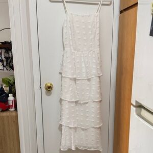 NWT Francesca's White Tiered Midi Dress XS